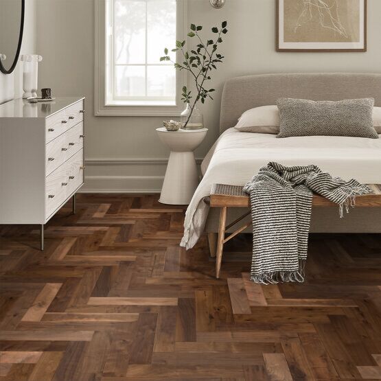 Rye Anderson Tuftex Revival Walnut Herringbone Hardwood